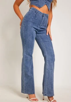 Latesha Blue Denim Bootcut Seam Detail Jeans