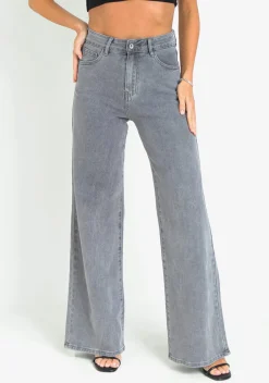 Laura Grey High Rise Wide Leg Jeans
