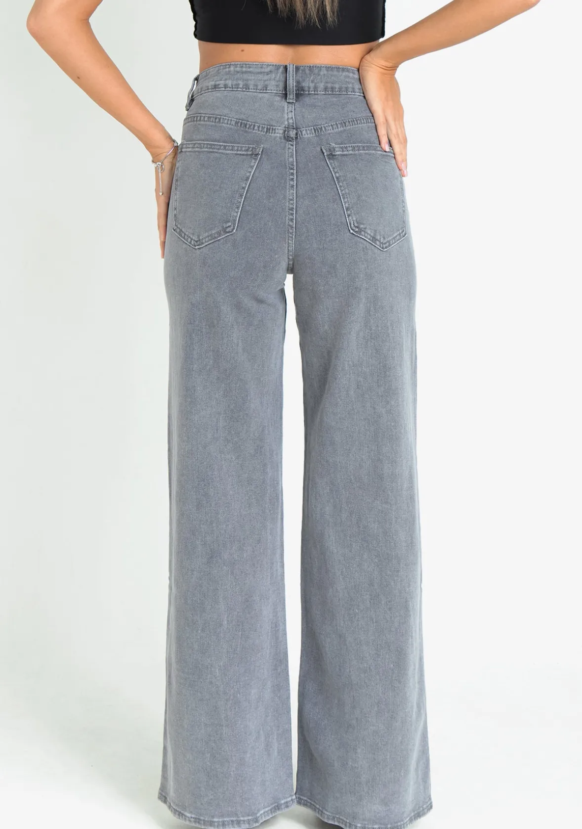 Laura Grey High Rise Wide Leg Jeans