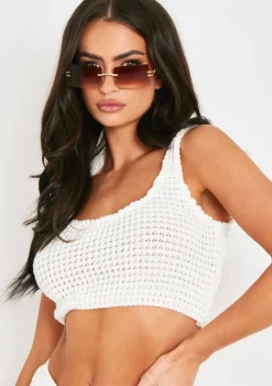 Laurel Ivory Crochet Knit Crop Top