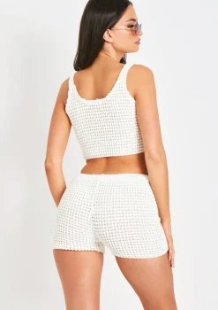 Laurel Ivory Crochet Knit Crop Top