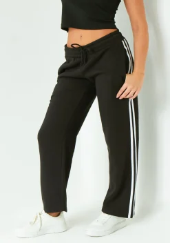 Layla Black Contrast Side Stripe Wide Leg Jogger