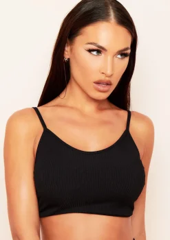 Leena Black Strap Crop Top