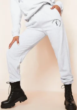 Lila Grey Unapologetically Female Slogan Oversized Tracksuit Joggers