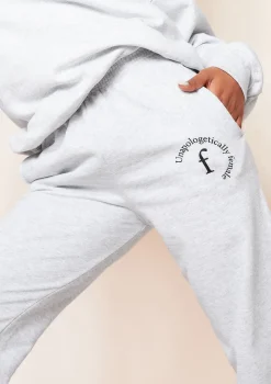 Lila Grey Unapologetically Female Slogan Oversized Tracksuit Joggers