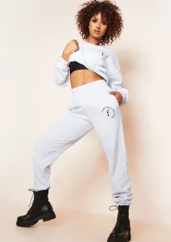 Lila Grey Unapologetically Female Slogan Oversized Tracksuit Joggers