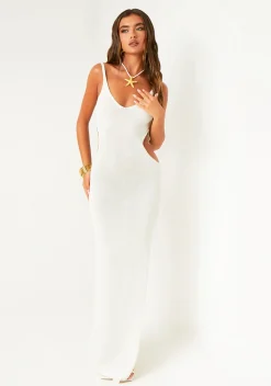 Lily White Cut Out Side Knitted Maxi Dress