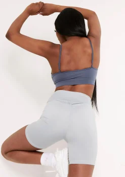 Lola Navy Missy Sport Ruched Front Strappy Gym Crop Top
