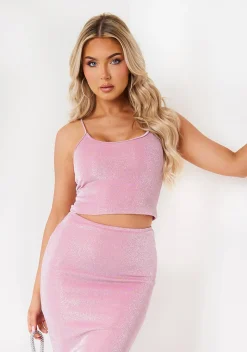 Lottie Pink Metallic Glitter Cami Top