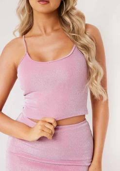 Lottie Pink Metallic Glitter Cami Top