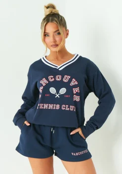 Lyla Navy Vancouver V Neck Sweatshirt
