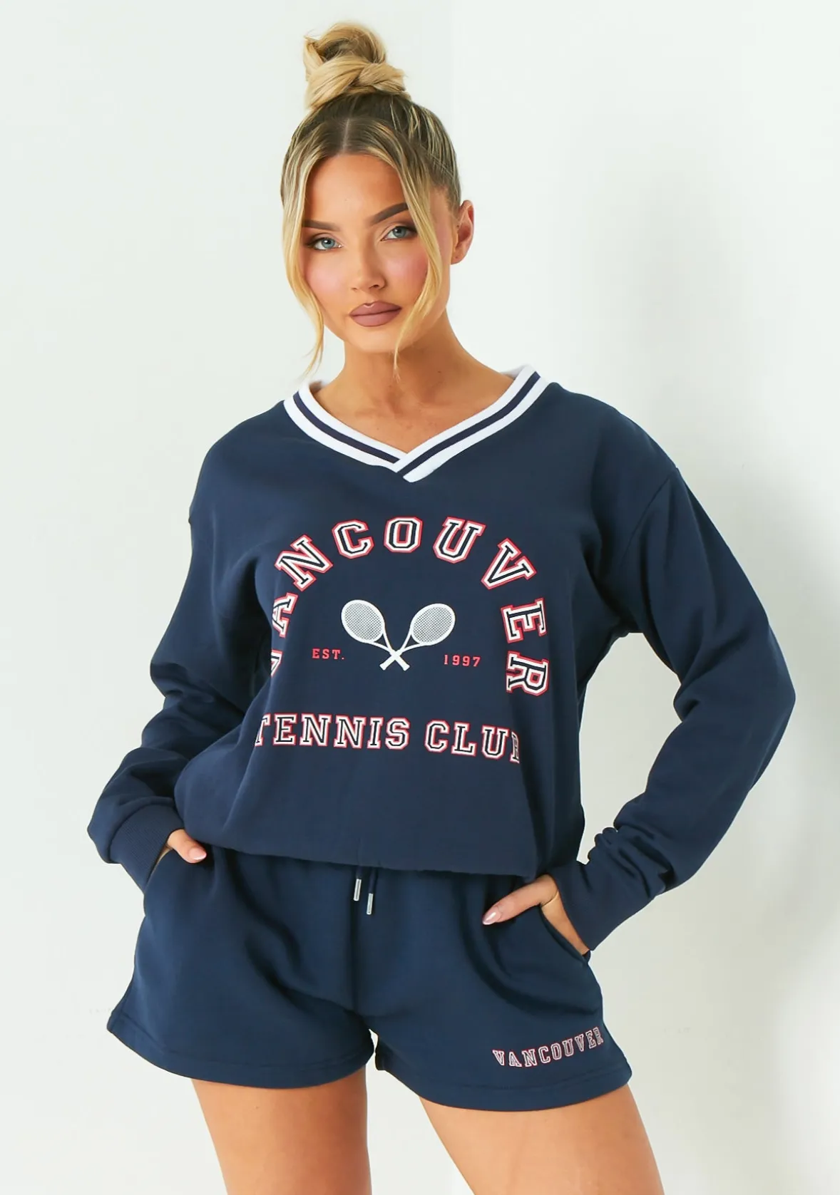 Lyla Navy Vancouver V Neck Sweatshirt