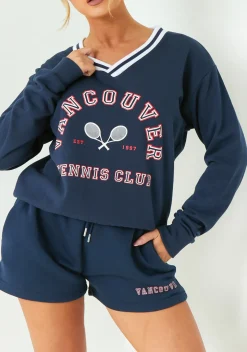 Lyla Navy Vancouver V Neck Sweatshirt