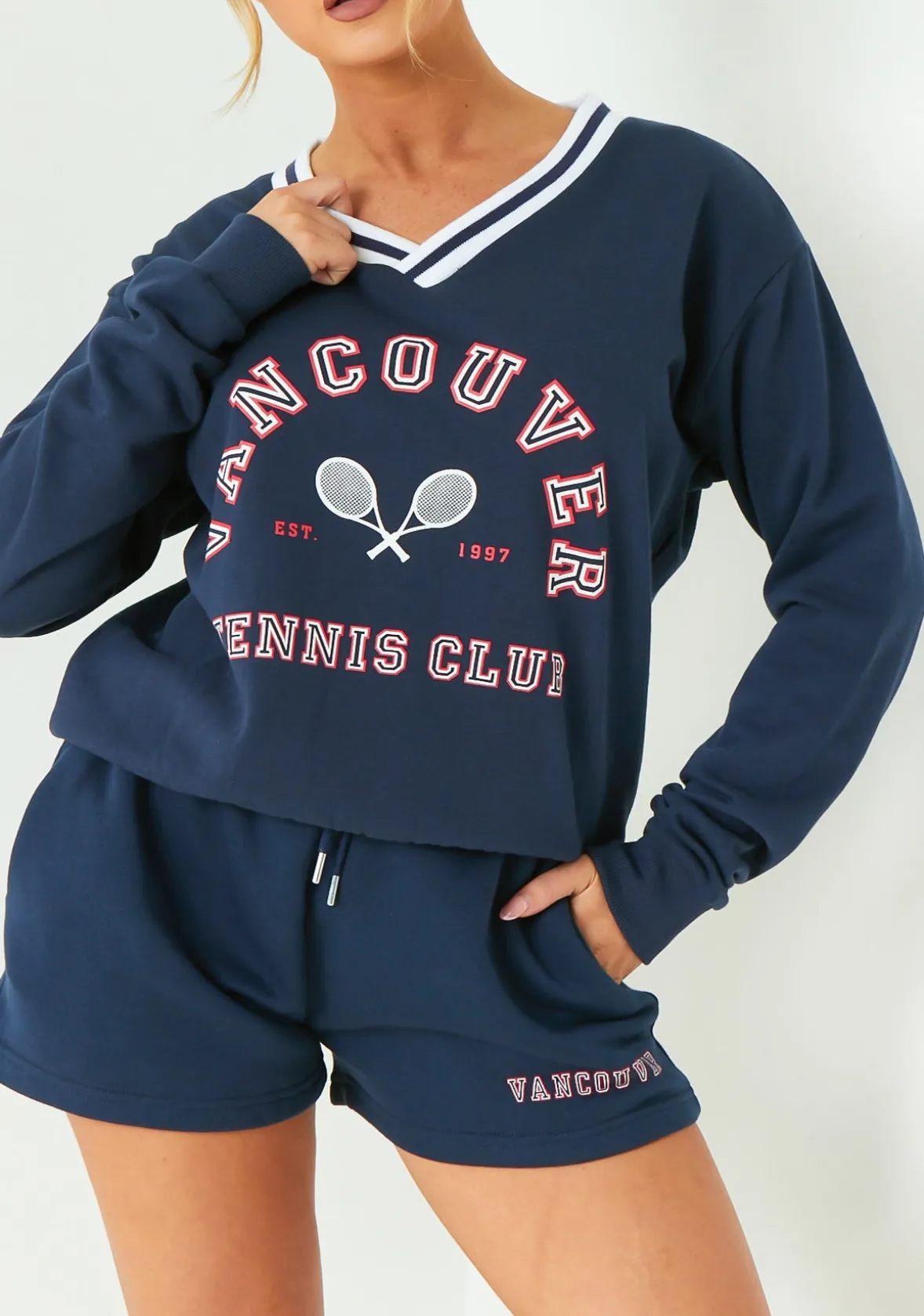 Lyla Navy Vancouver V Neck Sweatshirt