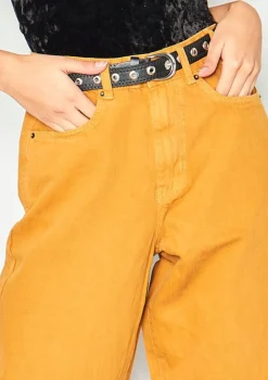 Lynne Mustard Denim Cropped Mom Jeans