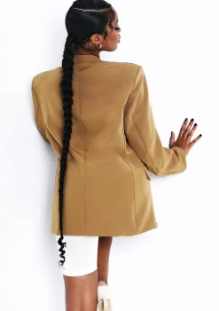 Mae Camel Oversized Boyfriend Blazer