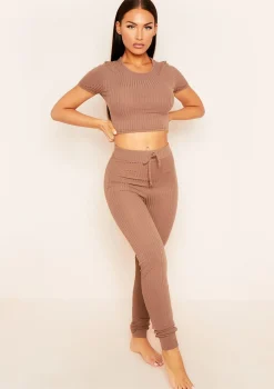Mary Mocha Mix & Match Rib Cropped T-Shirt