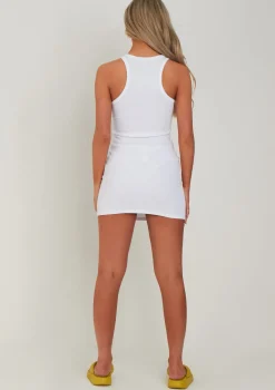 Maya White Racer Ribbed Mini Dress