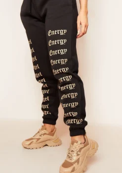 Melila Black and Beige Angel Energy Slogan Joggers