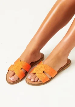 Millie Orange Metallic Slip On Sandals