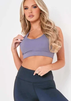 Mira Grey Missy Empire Mesh Panel Gym Crop Top
