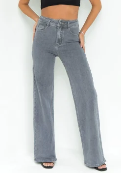 Molly Grey High Rise Straight Leg Jeans