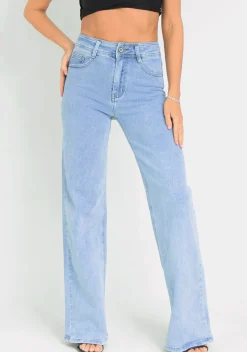 Molly Light Blue High Rise Straight Leg Jeans