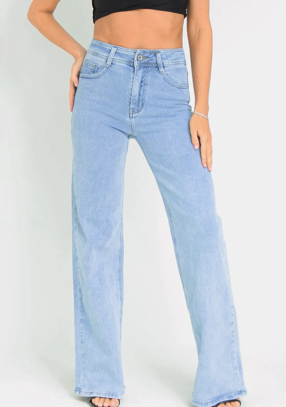 Molly Light Blue High Rise Straight Leg Jeans