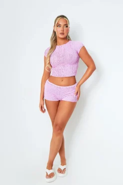 Molly Lilac Ruffle Lace Mini Shorts