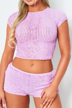 Molly Lilac Ruffle Lace Mini Shorts
