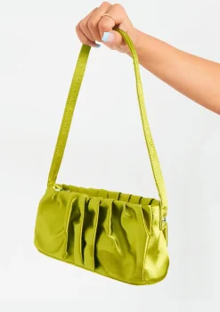 Monica Lime Ruched Handbag