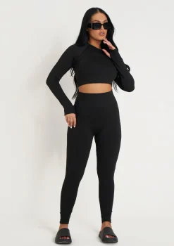 Monique Black Long Sleeve Seamless Gym Co-Ord
