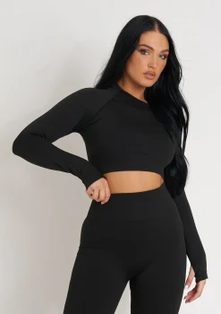 Monique Black Long Sleeve Seamless Gym Co-Ord