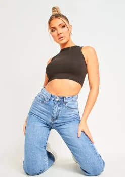 Myla Black Premium Sculpt Racer Crop Top