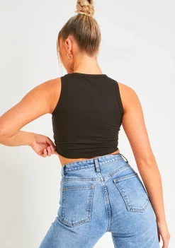 Myla Black Premium Sculpt Racer Crop Top