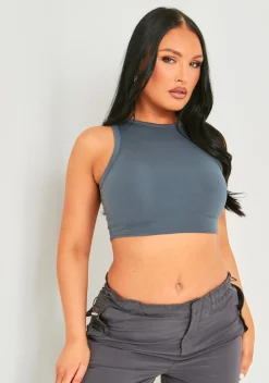 Myla Grey Premium Sculpt Racer Crop Top