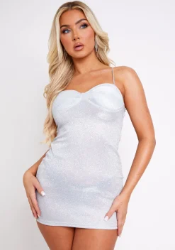 Nadia Silver Glitter Mini Dress