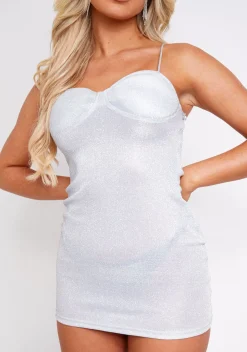 Nadia Silver Glitter Mini Dress