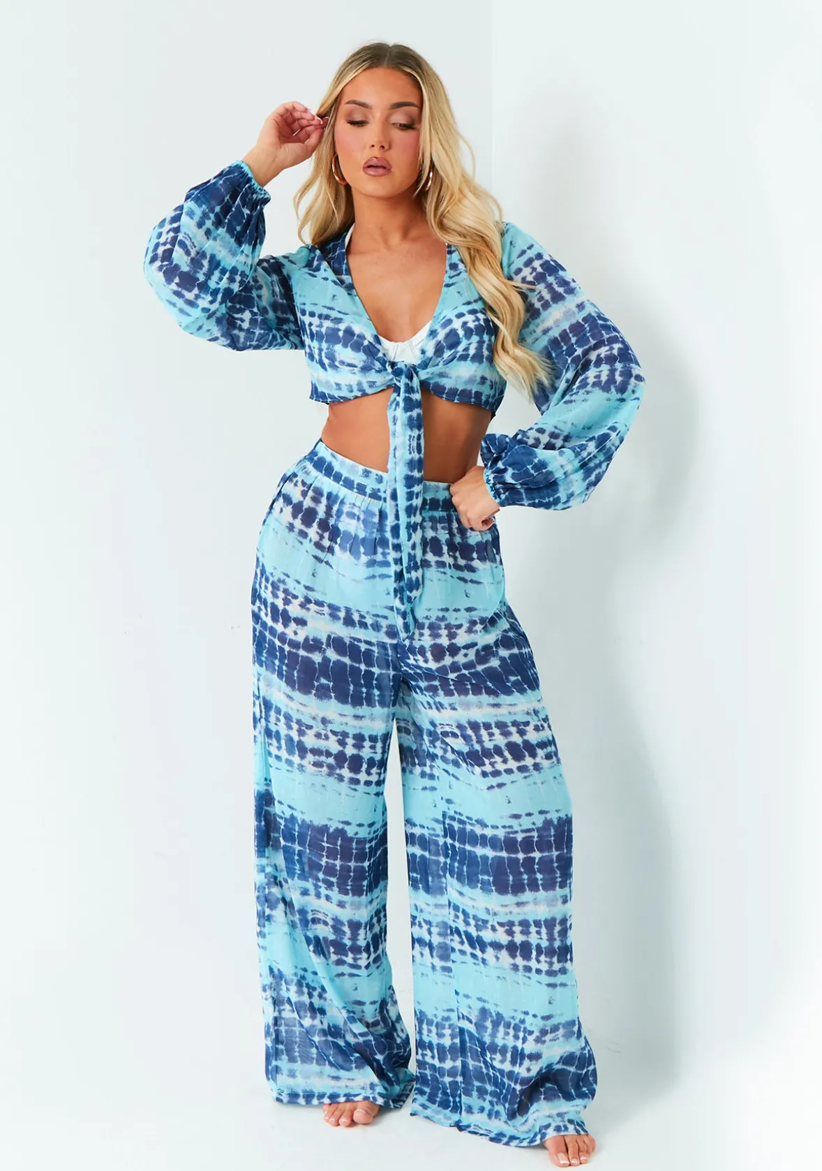 Nancy Blue Tie Dye Wide Leg Trouser