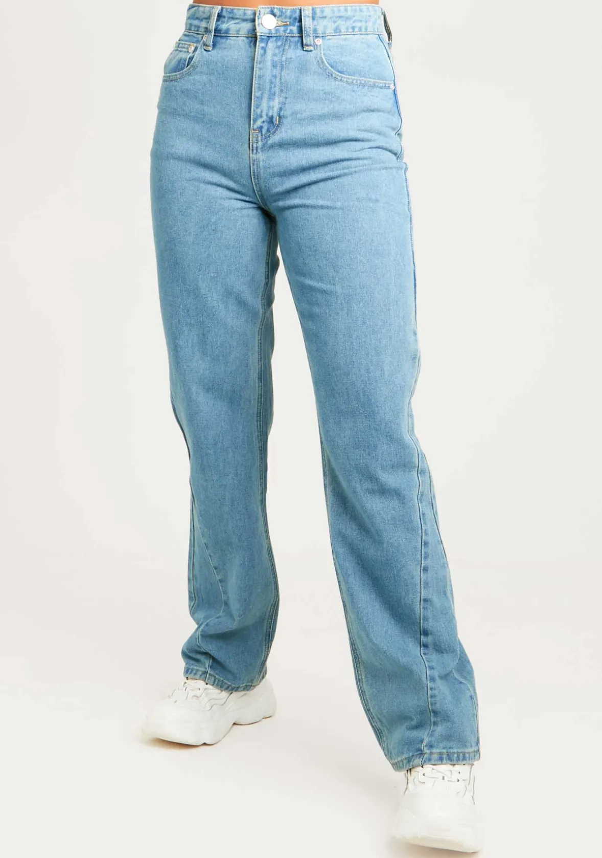 Naomi Vintage Wash Straight Leg Seam Detail Jeans