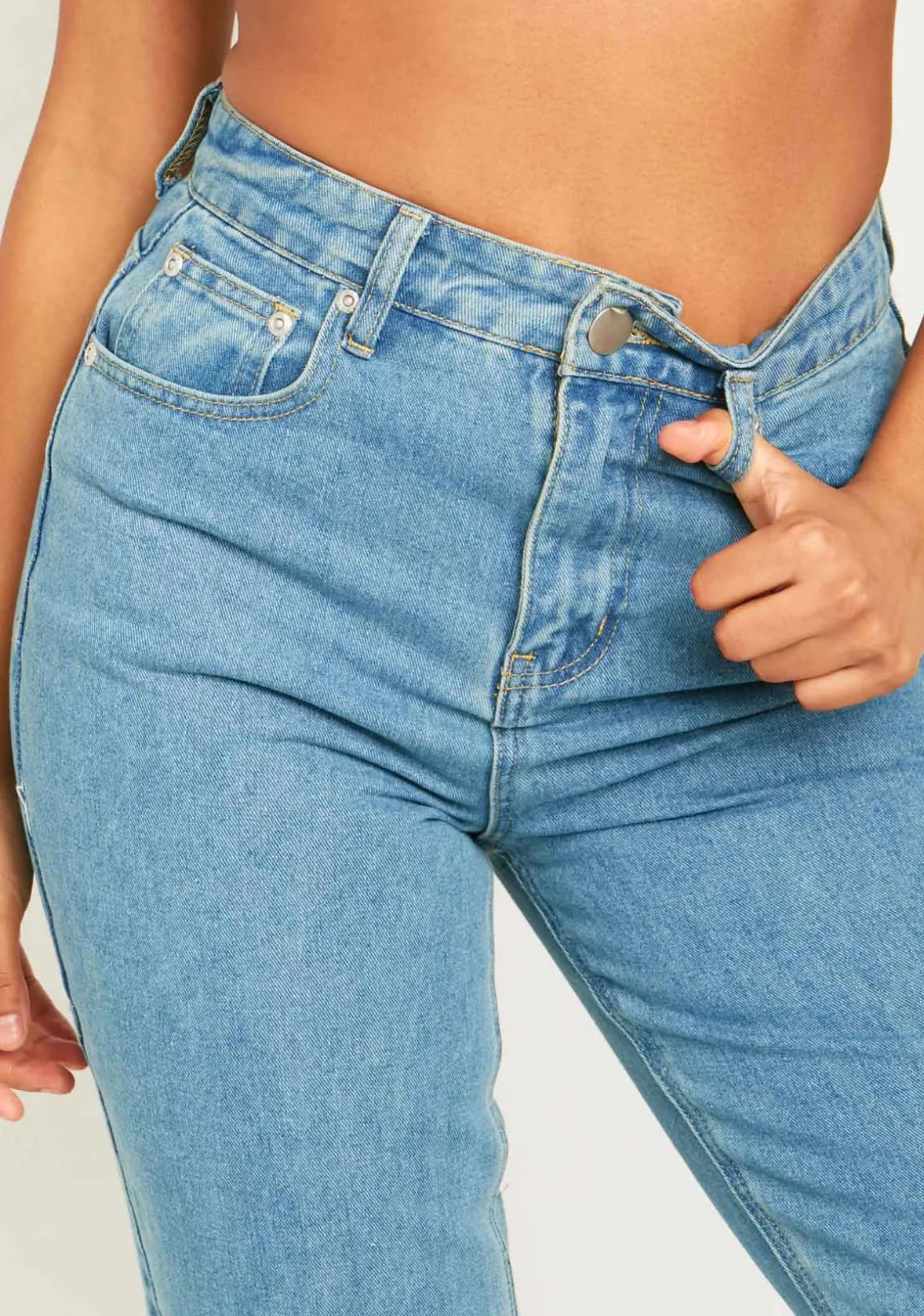 Naomi Vintage Wash Straight Leg Seam Detail Jeans