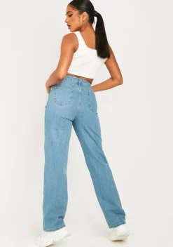 Naomi Vintage Wash Straight Leg Seam Detail Jeans