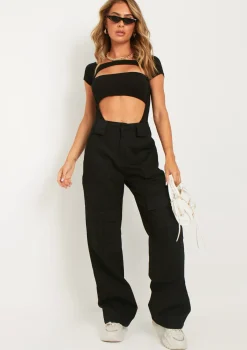 Natalia Black Bandeau Cut Out Bodysuit