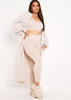 Nathalie Beige Balloon Sleeve Knitted Cardigan