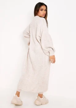 Nathalie Beige Balloon Sleeve Knitted Cardigan