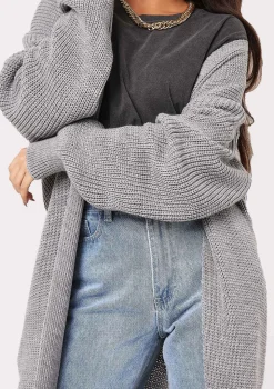 Nathalie Charcoal Balloon Sleeve Knitted Cardigan