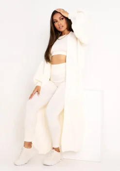 Nathalie Ivory Balloon Sleeve Knitted Cardigan