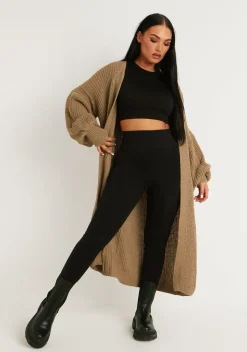Nathalie Mocha Balloon Sleeve Knitted Cardigan