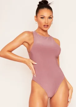 Naya Mauve Soft Double Thickness Racer Bodysuit