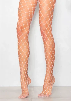 Neda White Large Fishnet Tights